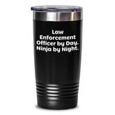 Law Enforcement Officer Gifts By Day Ninja By Night Black Tumbler - Unique Graduation Mementos for Men, Funny Quote Gifts from Family, Friends, or Coworkers - Main